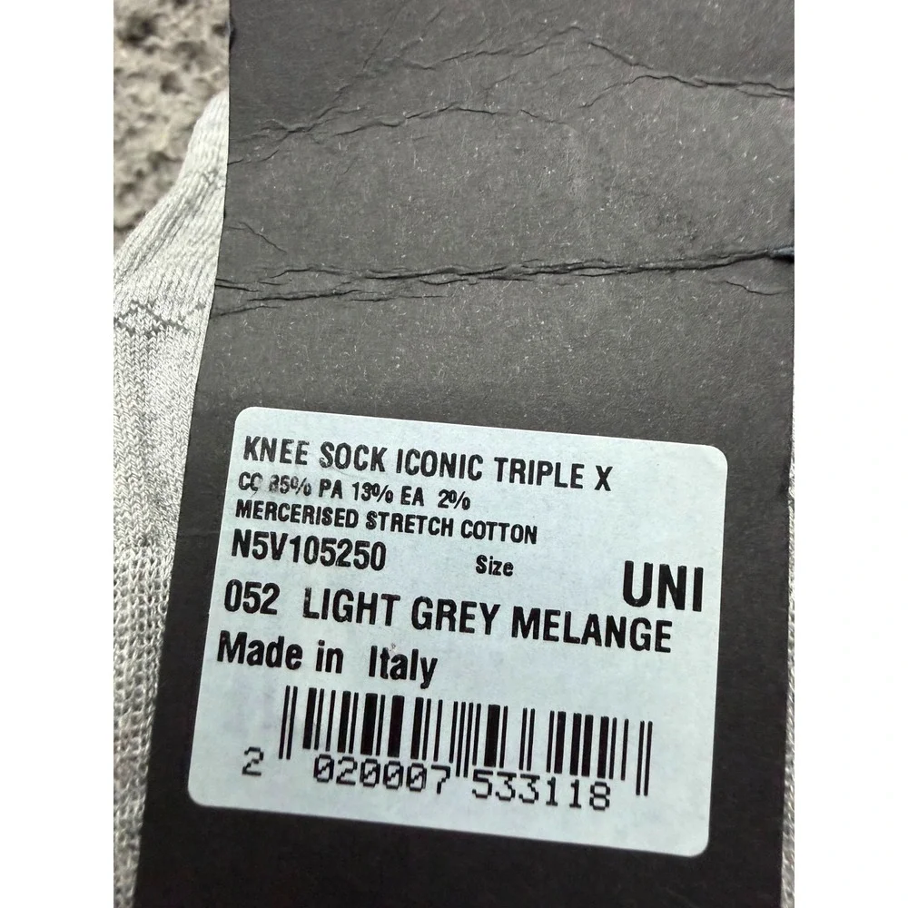NWT Ermenegildo Zegna Iconic Triple X Knee Socks Light Grey Melange One Size